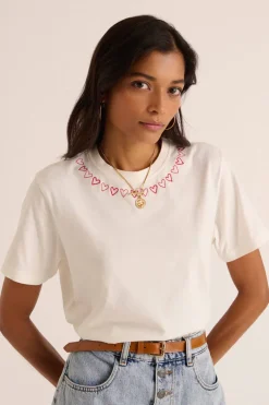 Tee-Shirts Et Bodies|Balzac Tee-Shirt Bree Le Coeur A L'Ouvrage Ecru Et Rouge