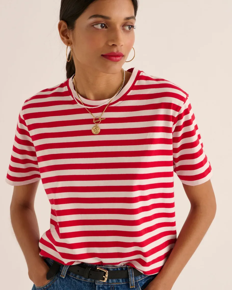 Tee-Shirts Et Bodies|Balzac Tee-Shirt Bree Rayures Rouge Et Blanc